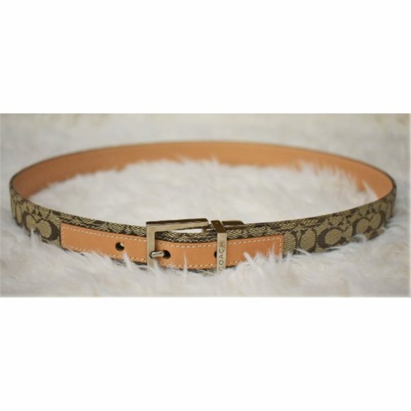 NWT Coach Leatherware belt brown tan silver buckle size S - Picture 2 of 5